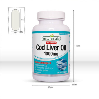 Natures Aid 1000mg High Strength Cod Liver Oil - Pack of 90 Capsules